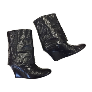 GoldenBleu Grey/Olive Patent Leather Calf Boots
